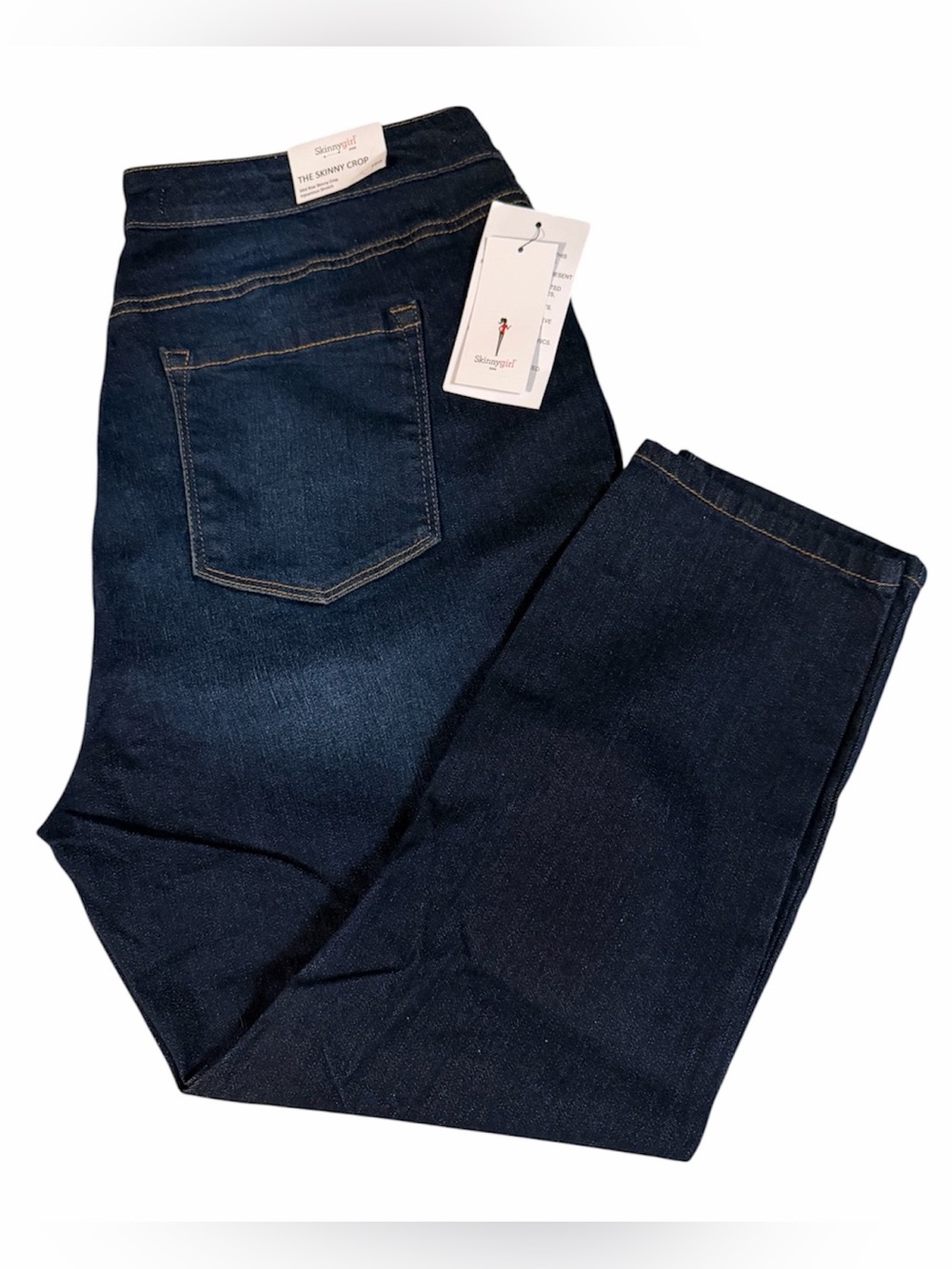 Skinnygirl 18W Pull-On Mid Rise Skinny Crop - Dark Wash